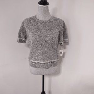 NWT Rafaella Gray Fairisles Short Sleeve Sweater Size M